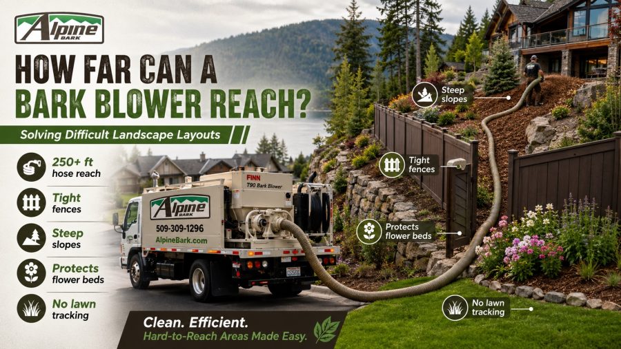 How Far Can a Bark Blower Reach? Solving Difficult Landscape Layouts