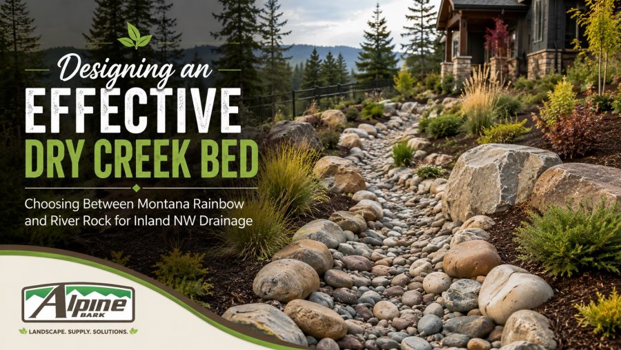 Designing an Effective Dry Creek Bed: Choosing Between Montana Rainbow and River Rock for Inland NW Drainage