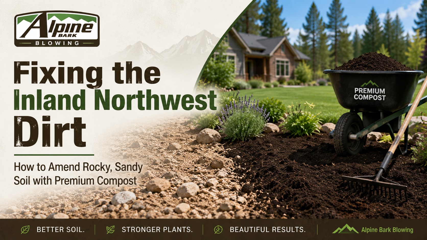 amend rocky and sandy soil with premium compost from Alpine Bark Blowing